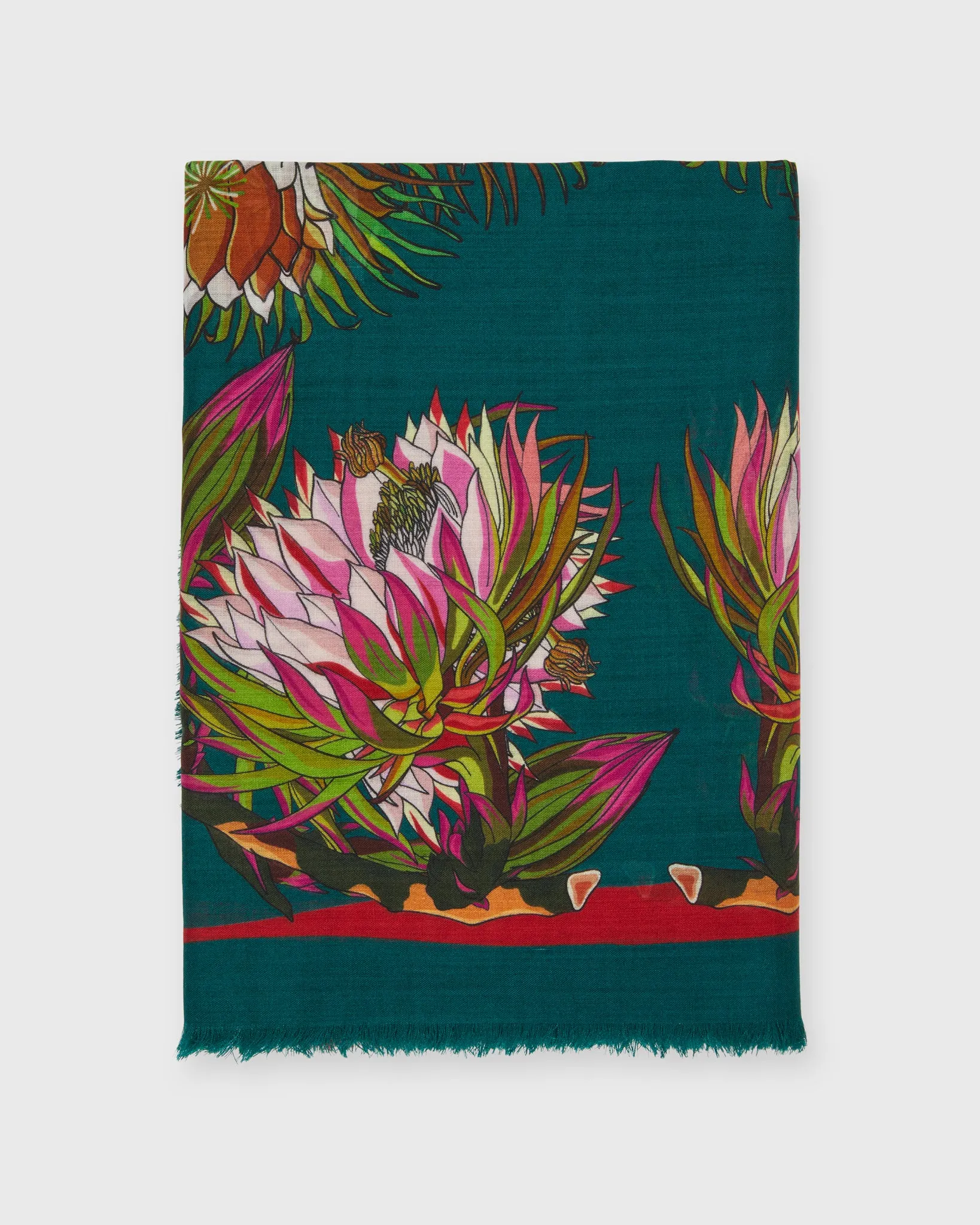 Lily Long Rectangular Scarf in Pink/Lovat