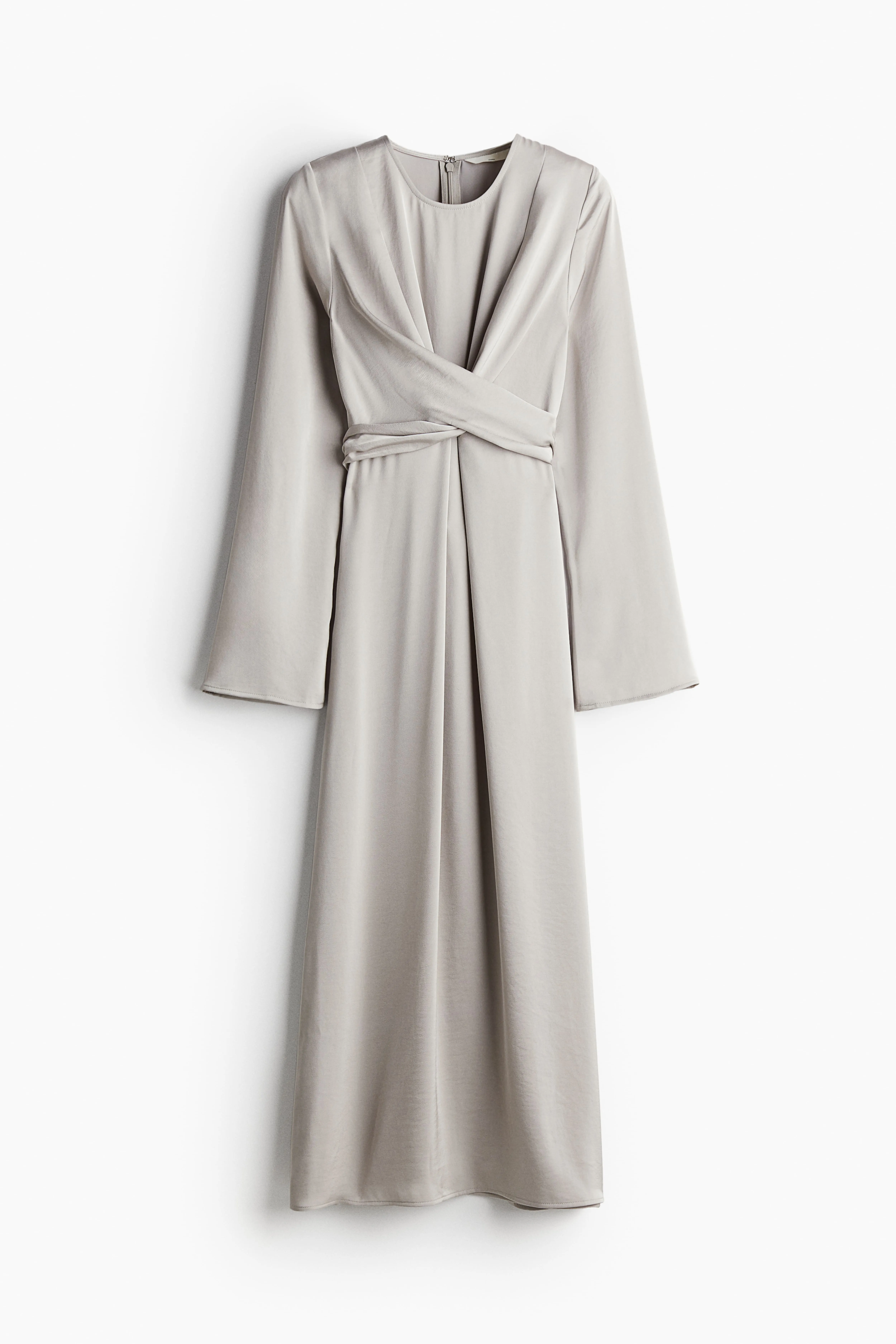 MAMA Satin nursing dress - Round neck - Long sleeve - Light greige - Ladies | H&M GB