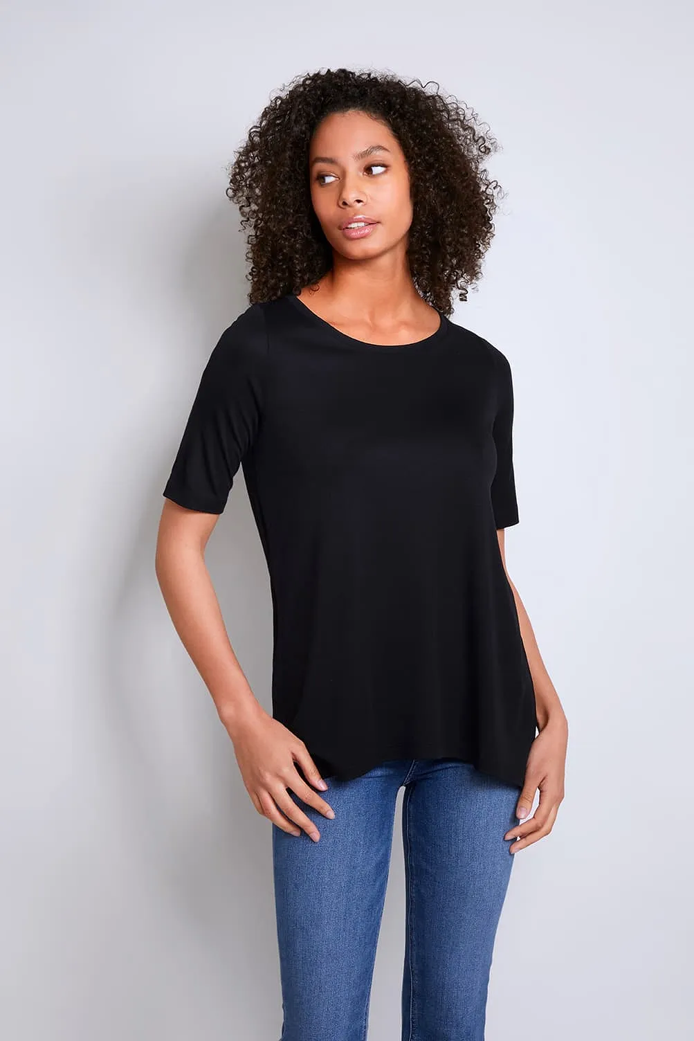 Mid Sleeve A-line Micro TENCEL Modal T-shirt | Multiple Colours