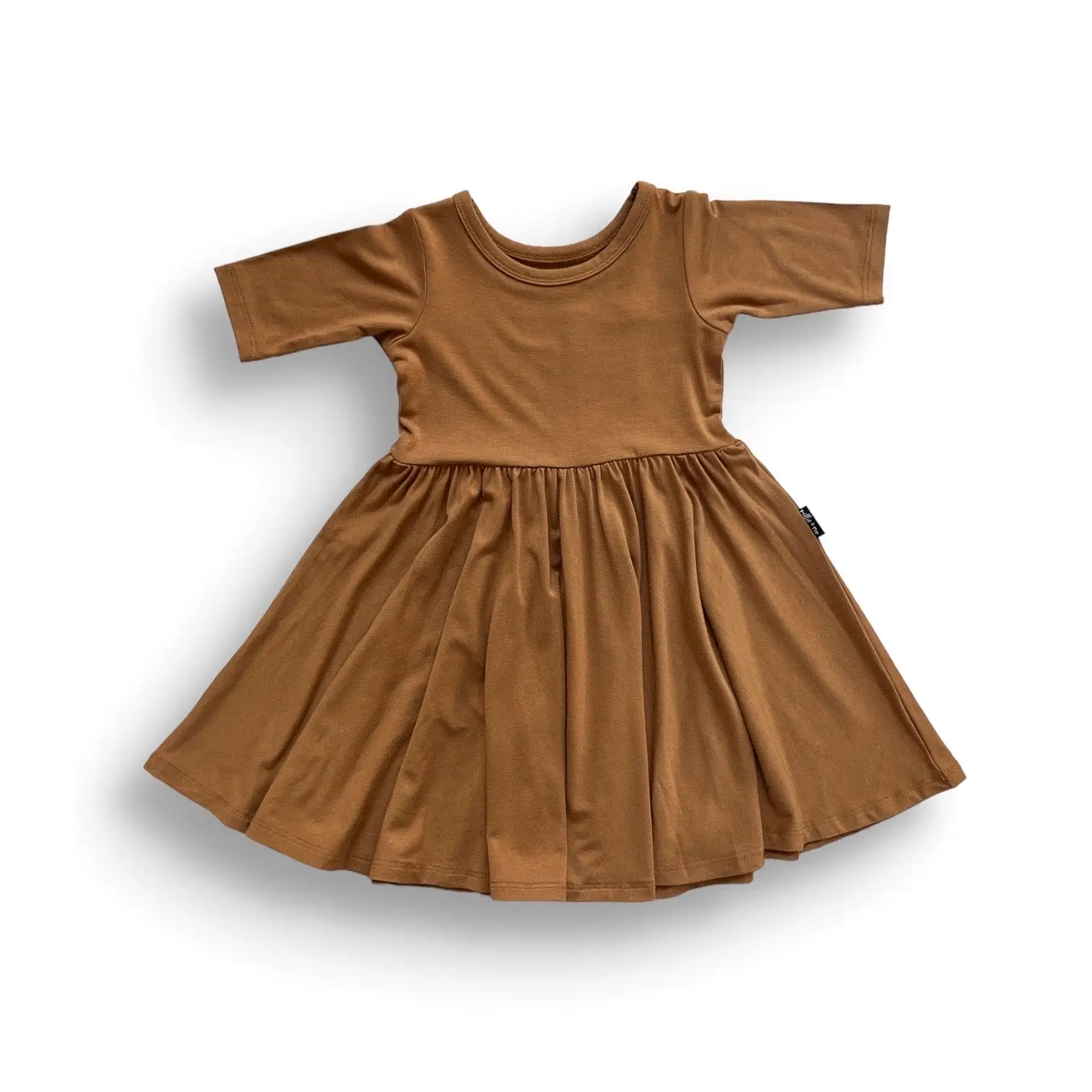 MID SLEEVE BAMBOO DRESS- Caramel