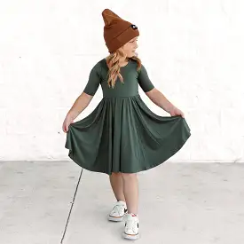 MID SLEEVE TWIRL- Moss