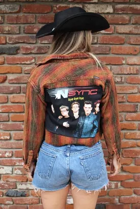 N Sync Acid Wash Cropped Flannel