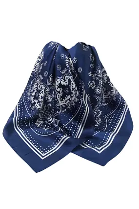 Navy Satin Bandana Scarf