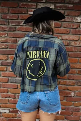 Nirvana Acid Wash Cropped Flannel