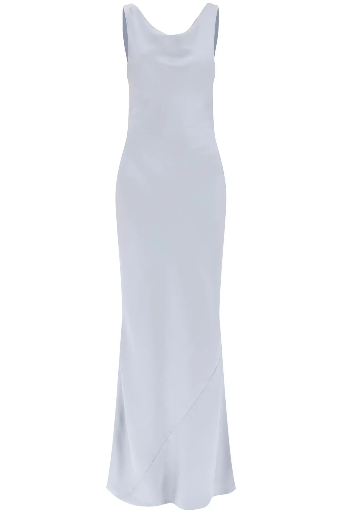 Norma Kamali Drape Neck Satin Gown   Grey