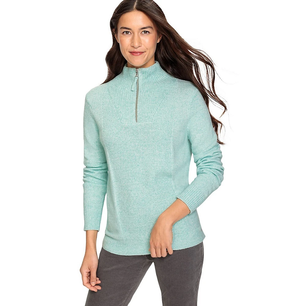 Olsen Quarter-Zip Marled-Knit Sweater