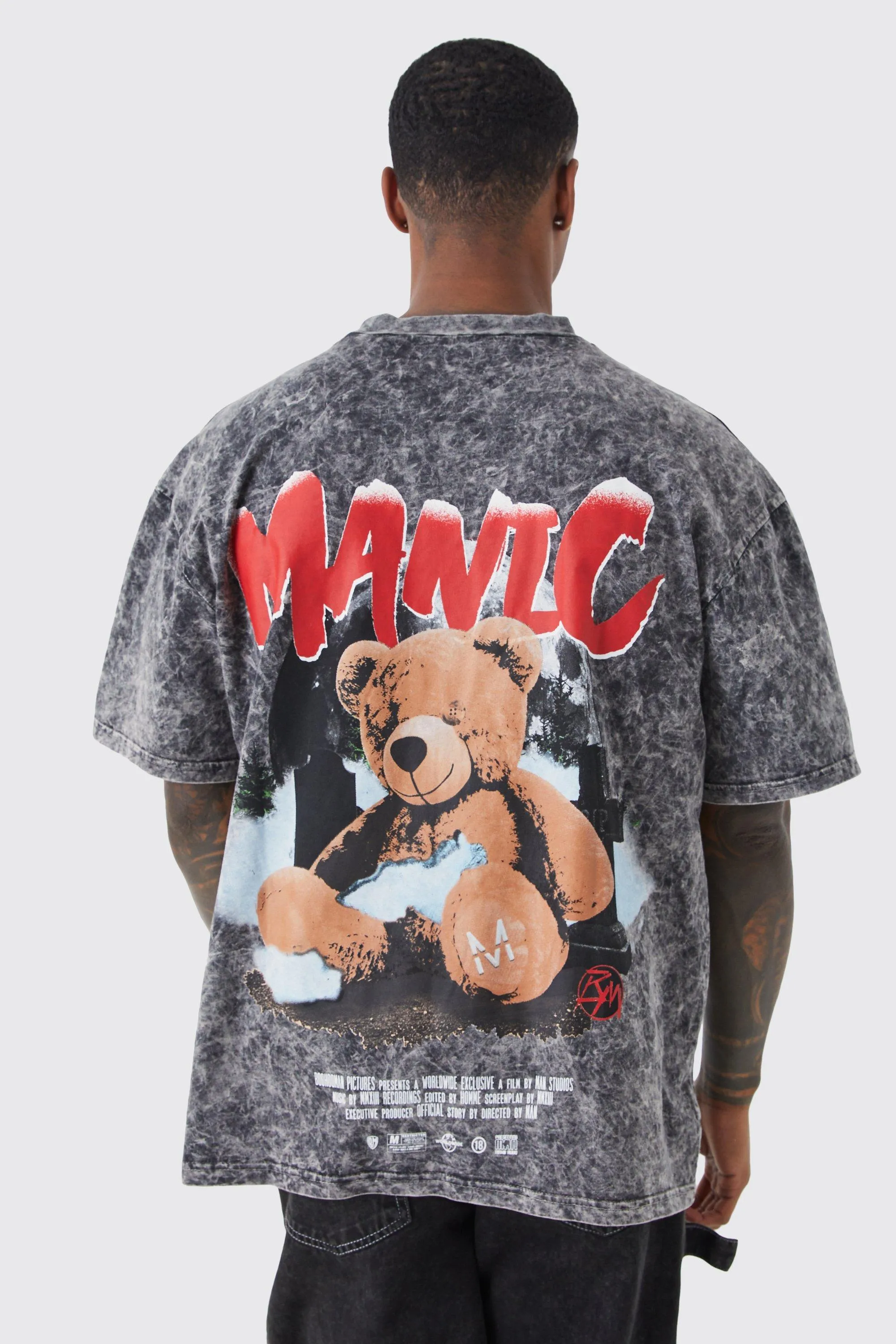 Oversized Acid Wash Teddy T-shirt | boohooMAN UK