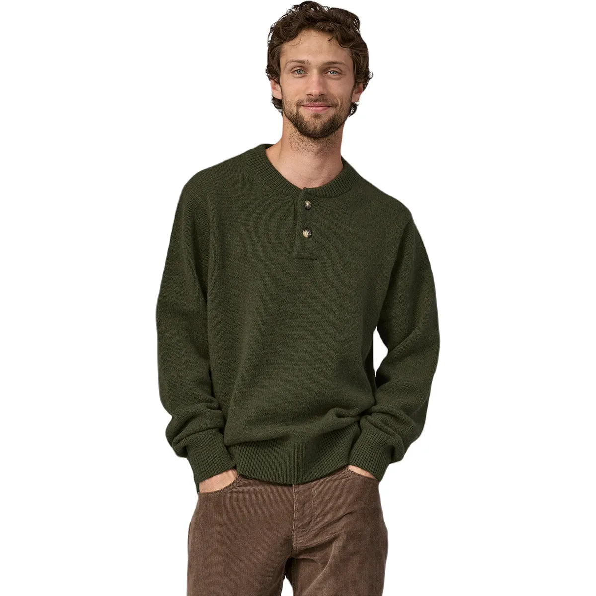 Patagonia Men's Basin Green Recycled Wool-Blend Buttoned Sweater