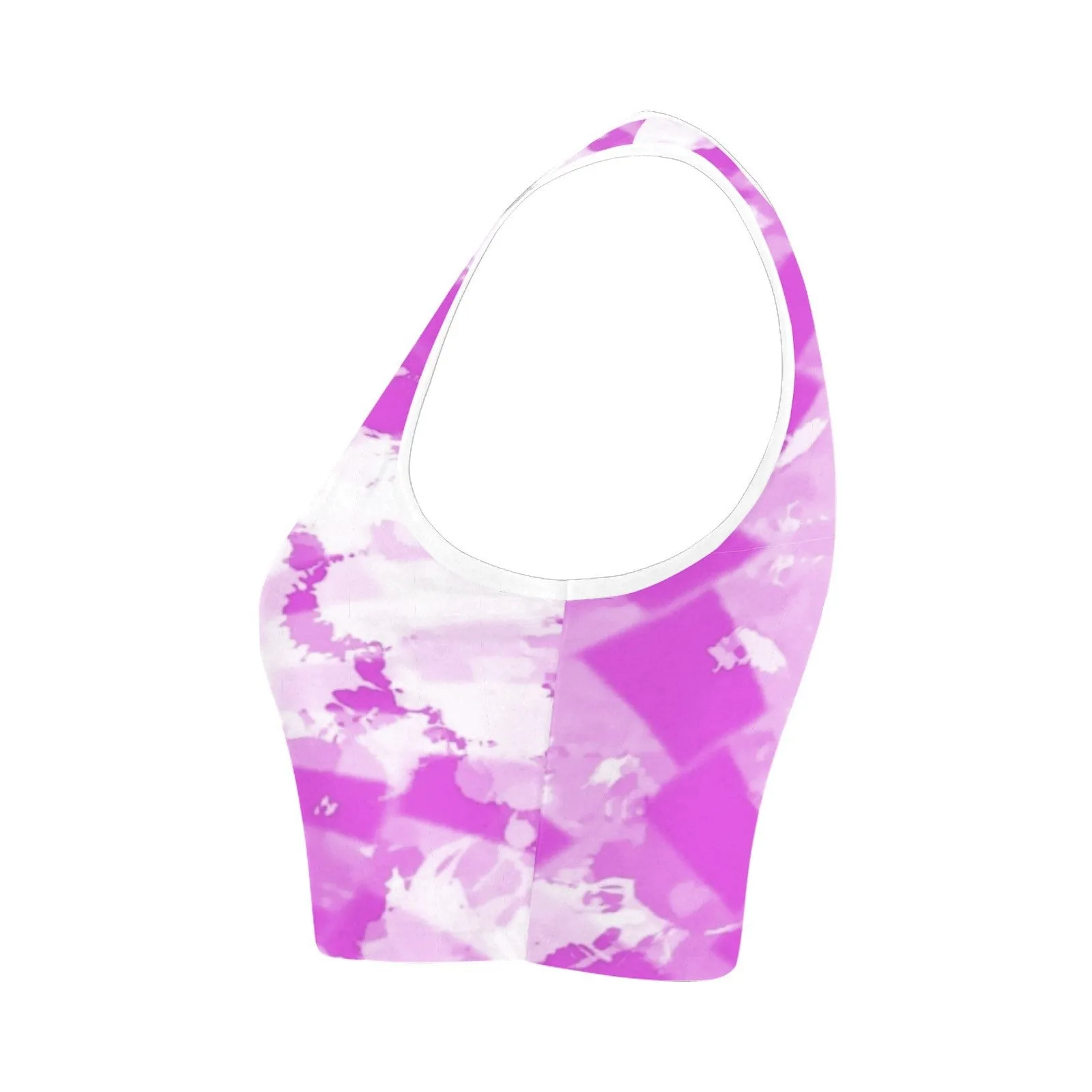 Pink Acid Wash Alien Tie-Dye Fitted Crop Top