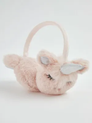 Pink Faux Fur 3D Unicorn Earmuffs | Kids | George at ASDA