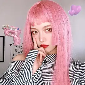 Pink Lolita Princess Cut Long Staight Wig MK15930