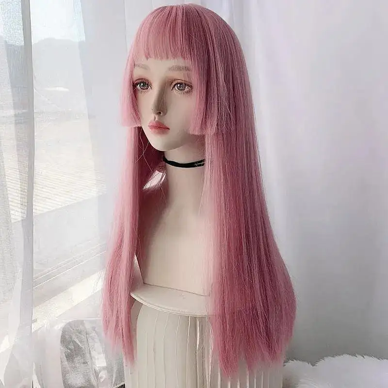 Pink Lolita Princess Cut Long Staight Wig MK15930