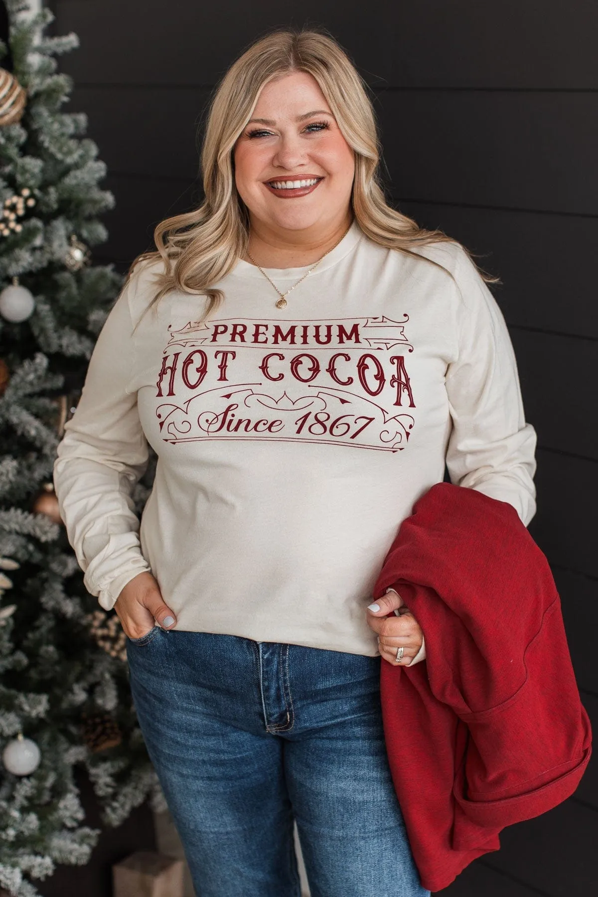 Premium Hot Cocoa Graphic Top- Cream