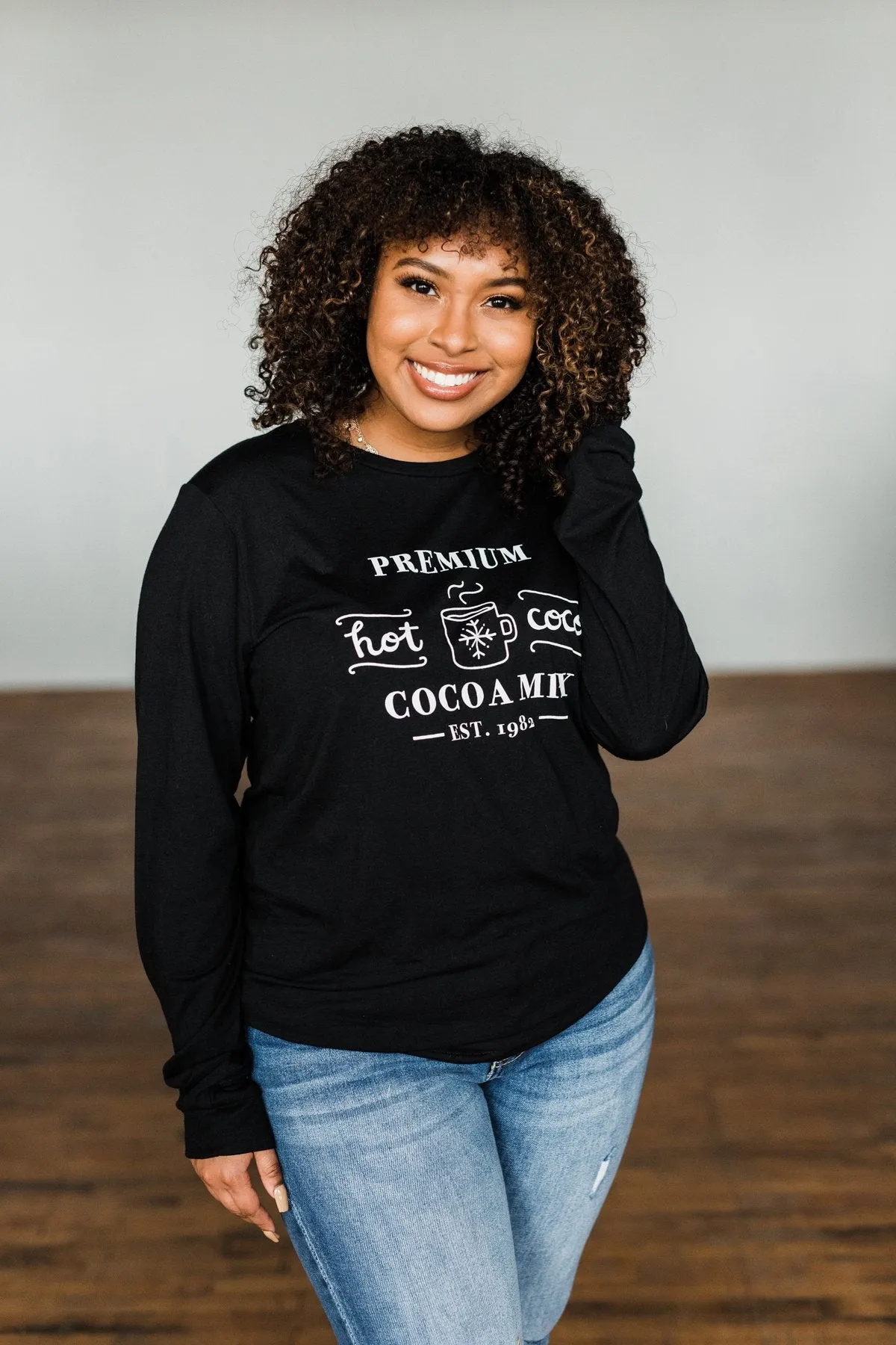 Premium Hot Cocoa Mix Long Sleeve Graphic Tee- Black