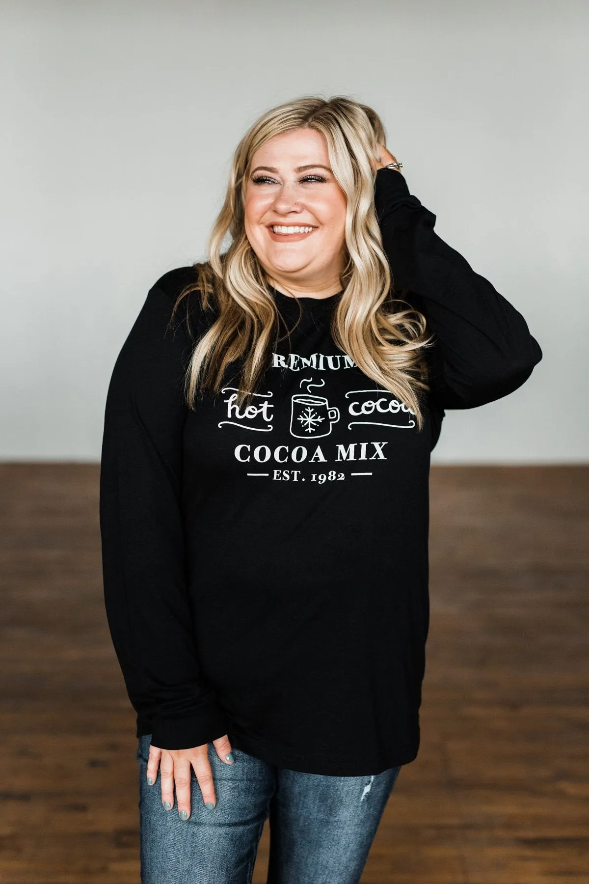 Premium Hot Cocoa Mix Long Sleeve Graphic Tee- Black