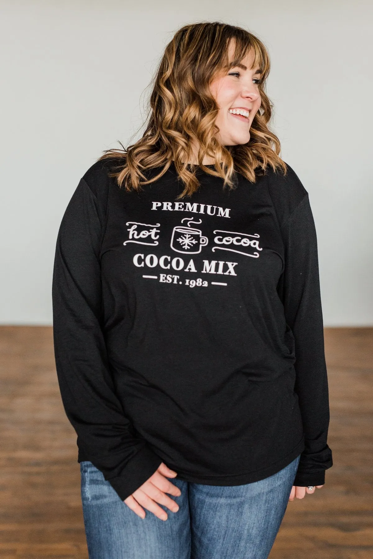 Premium Hot Cocoa Mix Long Sleeve Graphic Tee- Black