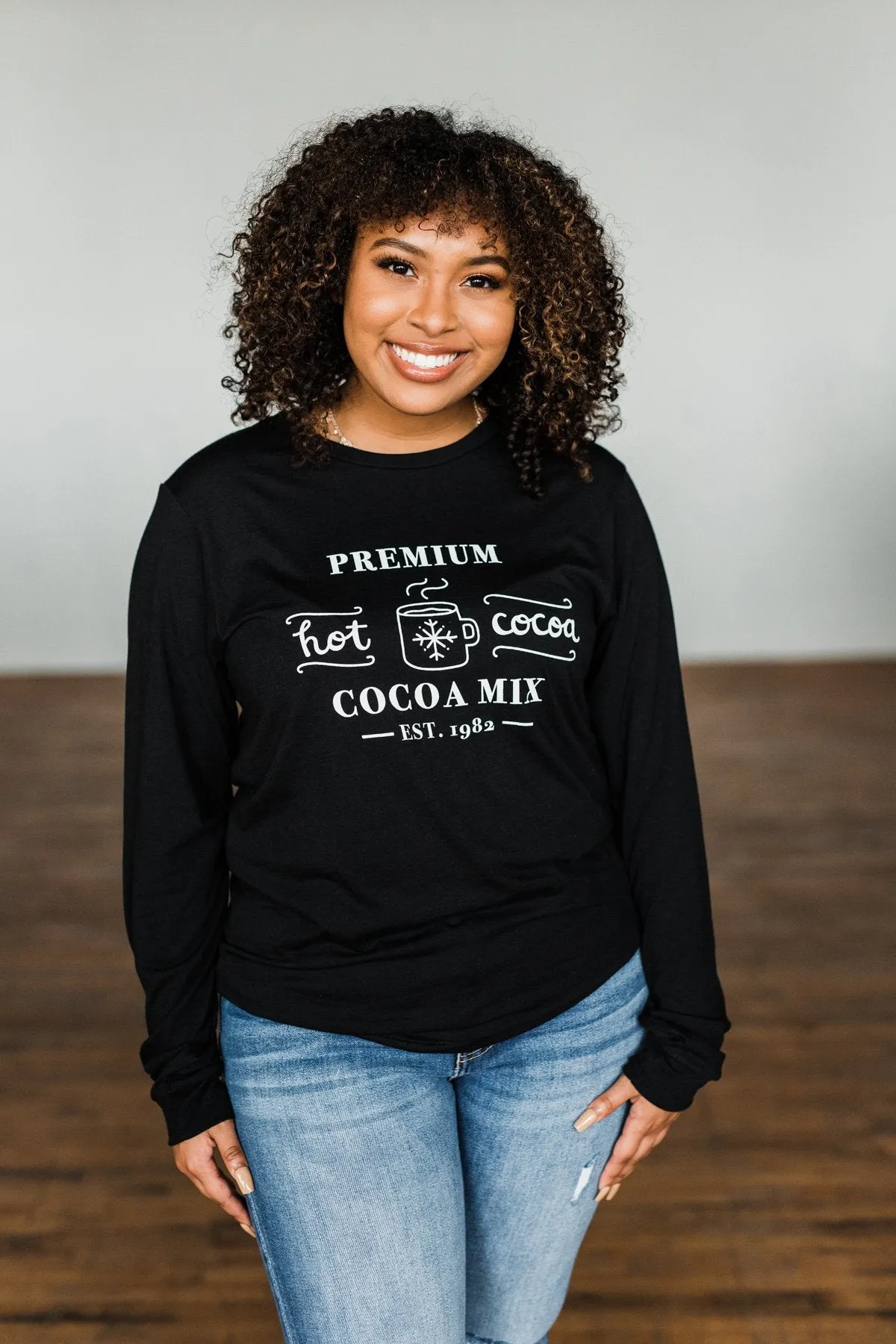 Premium Hot Cocoa Mix Long Sleeve Graphic Tee- Black