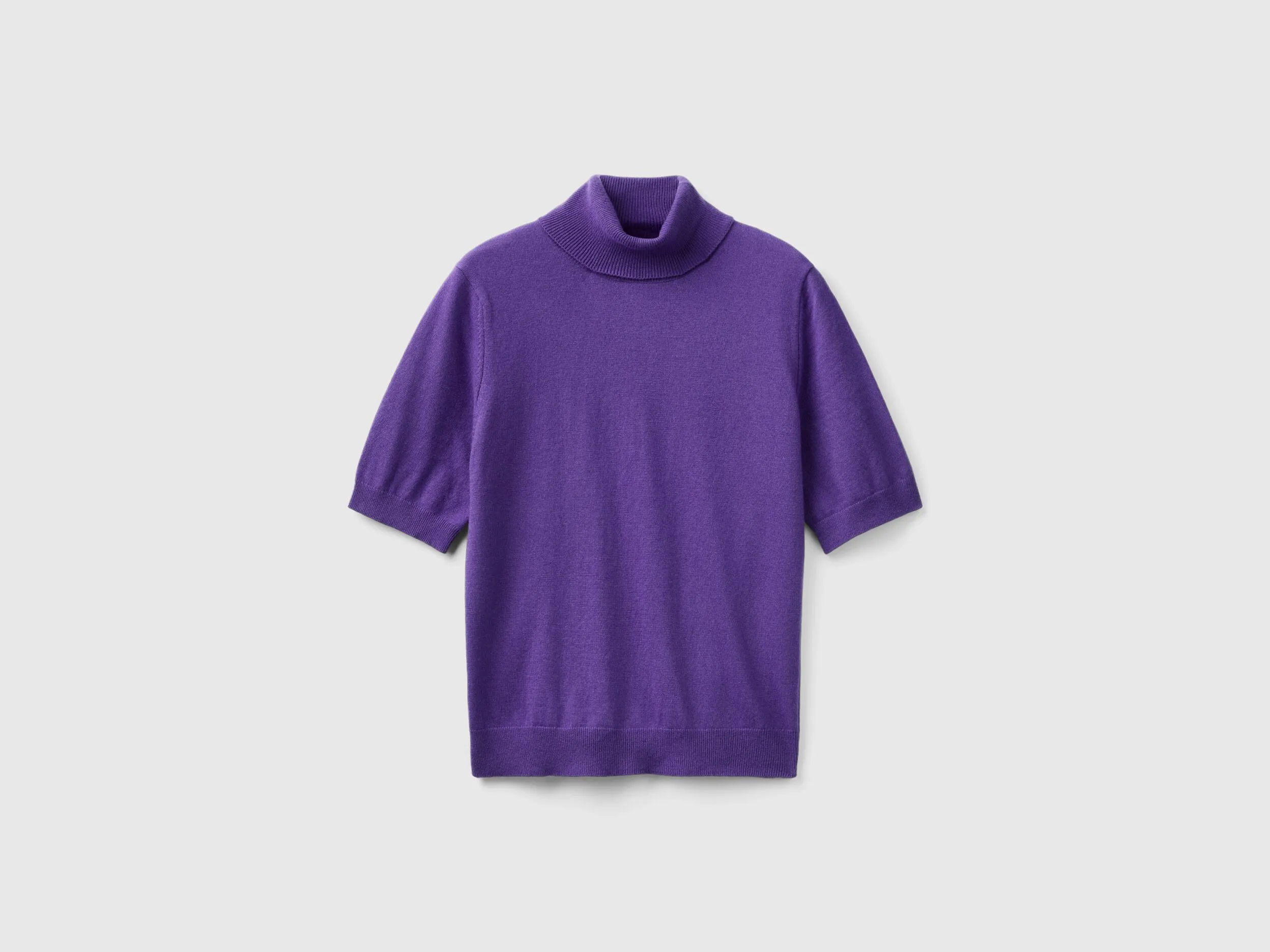 Purple short sleeve turtleneck in cashmere blend - Purple | Benetton