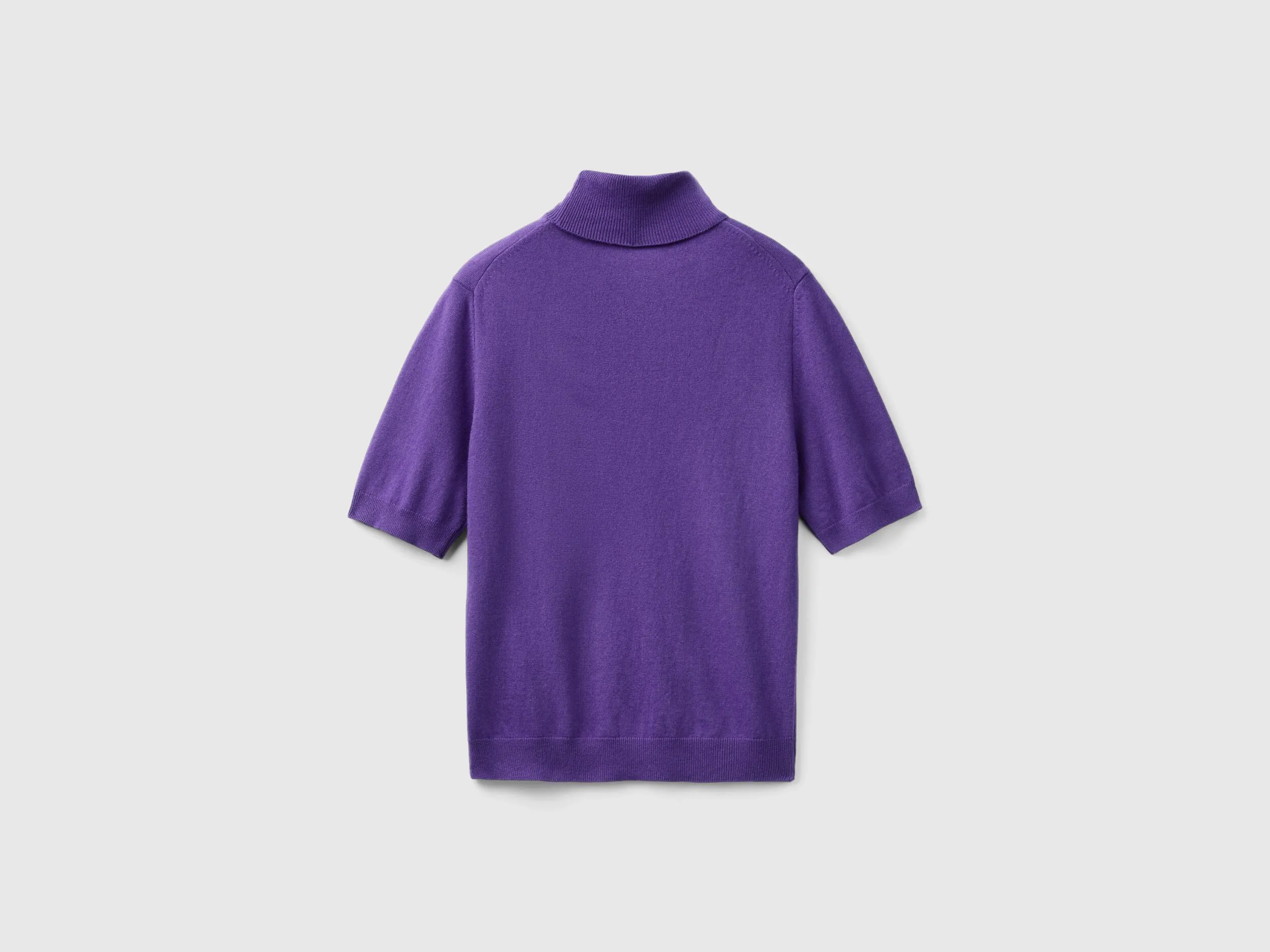 Purple short sleeve turtleneck in cashmere blend - Purple | Benetton