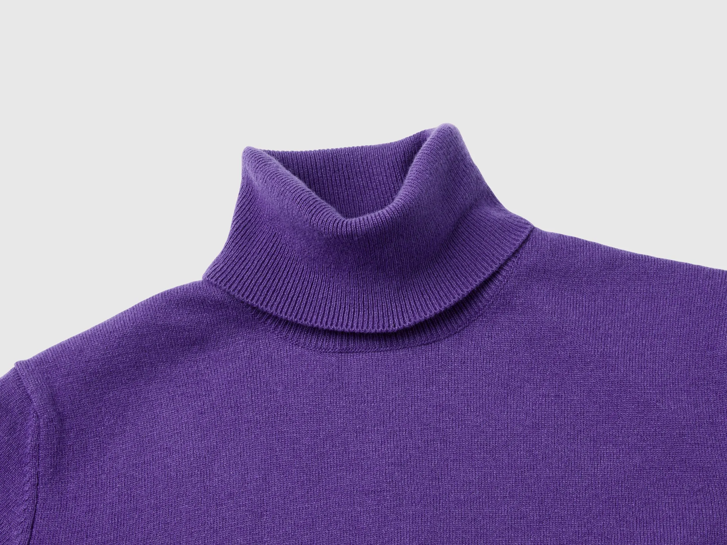 Purple short sleeve turtleneck in cashmere blend - Purple | Benetton