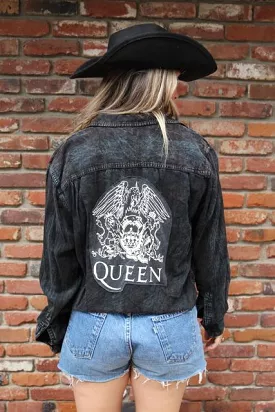 Queen Acid Wash Cropped Flannel