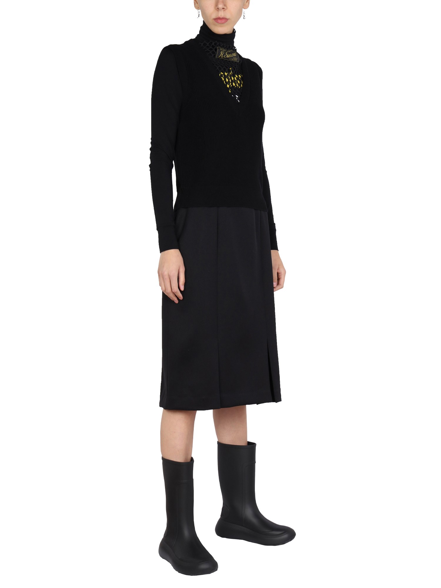 RAF SIMONS    STRAIGHT TECHNICAL FABRIC CUT SKIRT