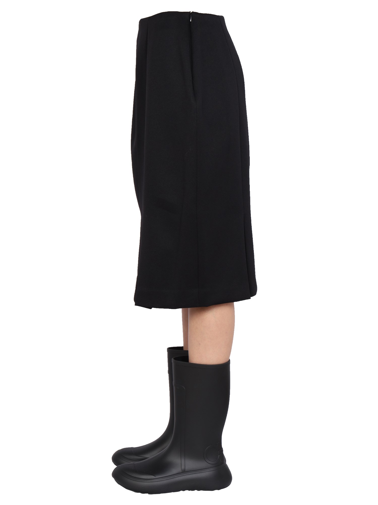 RAF SIMONS    STRAIGHT TECHNICAL FABRIC CUT SKIRT