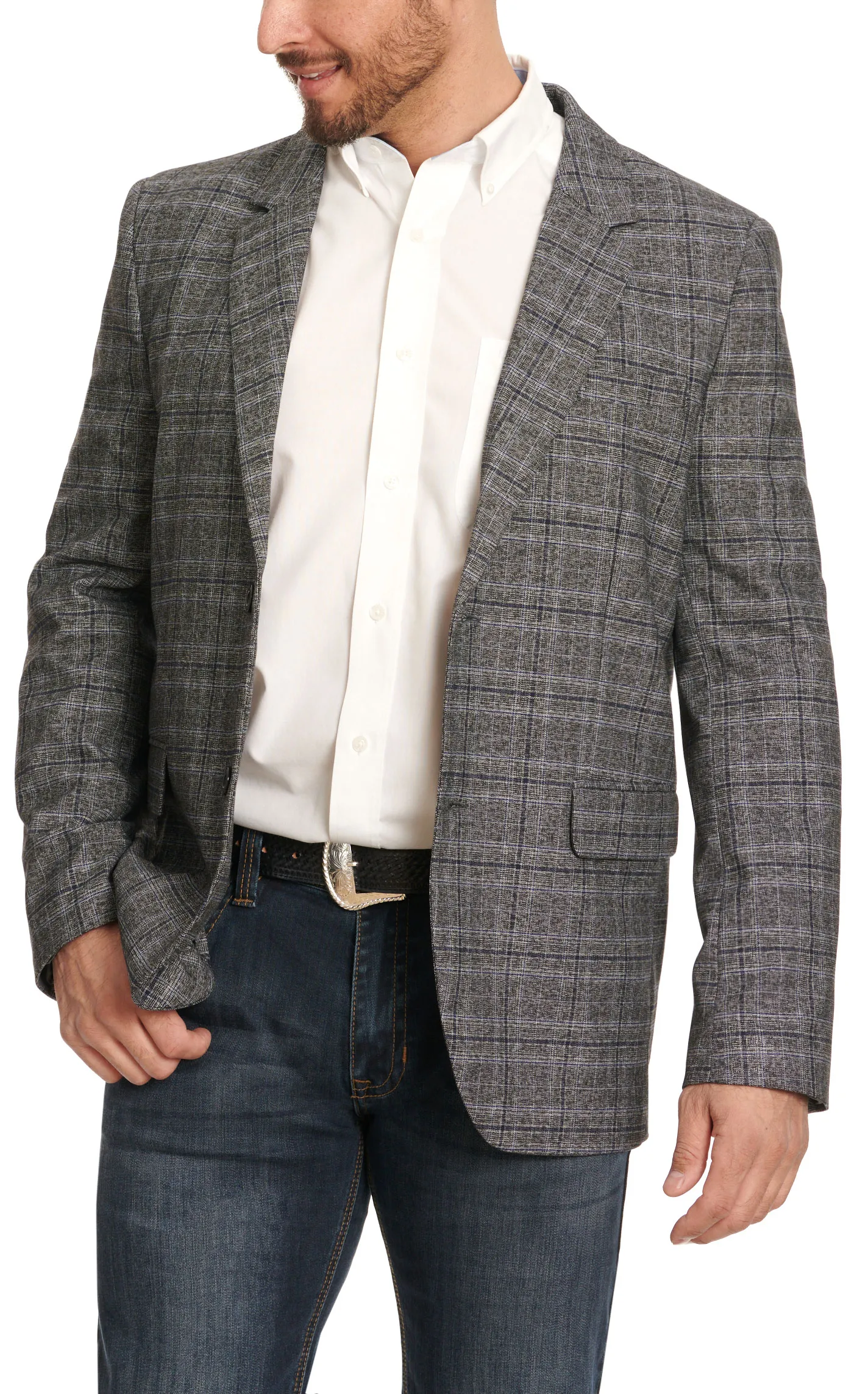 Rock & Roll Denim Men's Black & Charcoal Grey Plaid Sport Coat