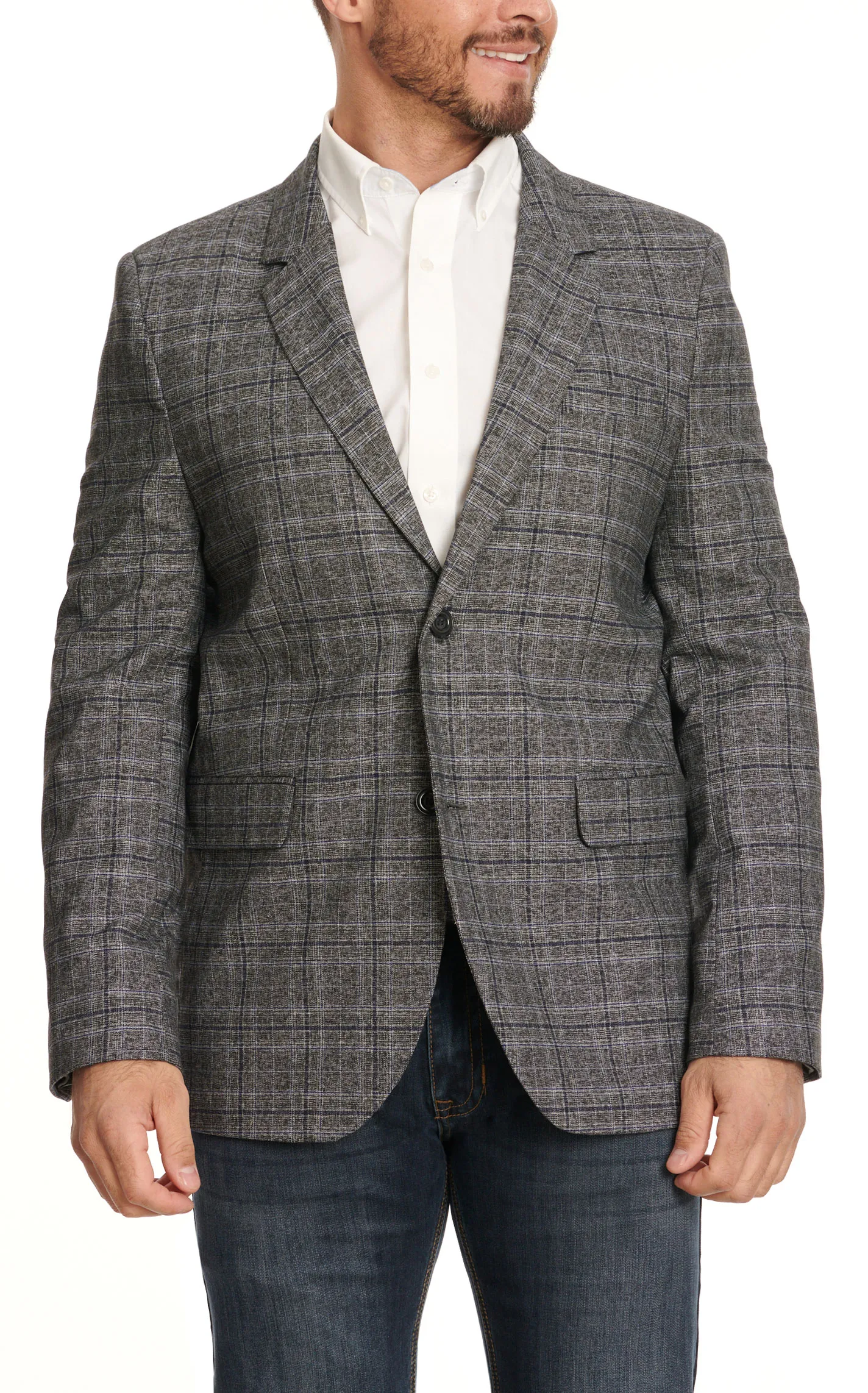 Rock & Roll Denim Men's Black & Charcoal Grey Plaid Sport Coat