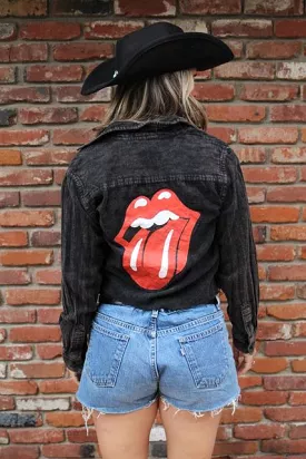 Rolling Stones Acid Wash Cropped Flannel