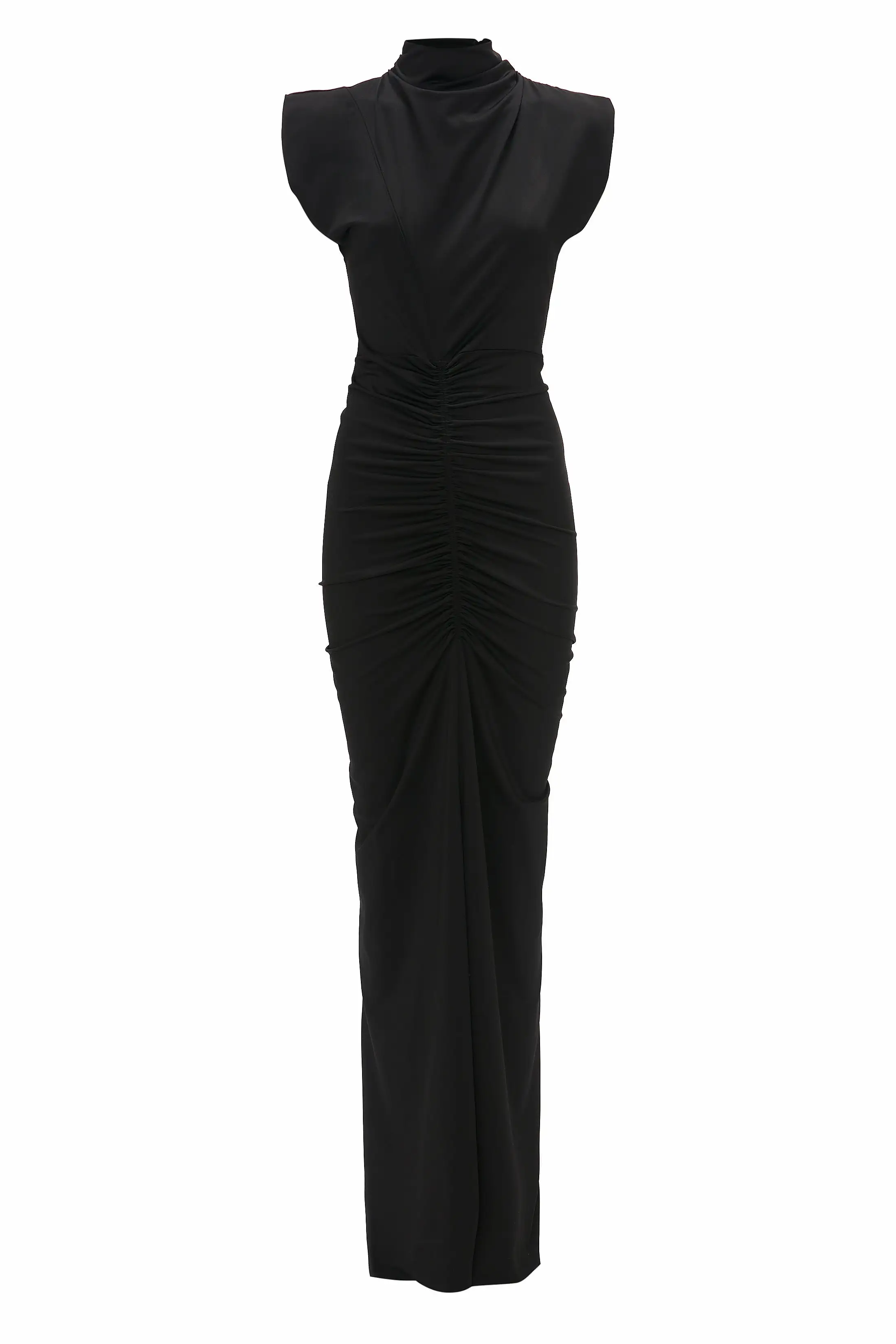 Ruched Jersey Gown In Black