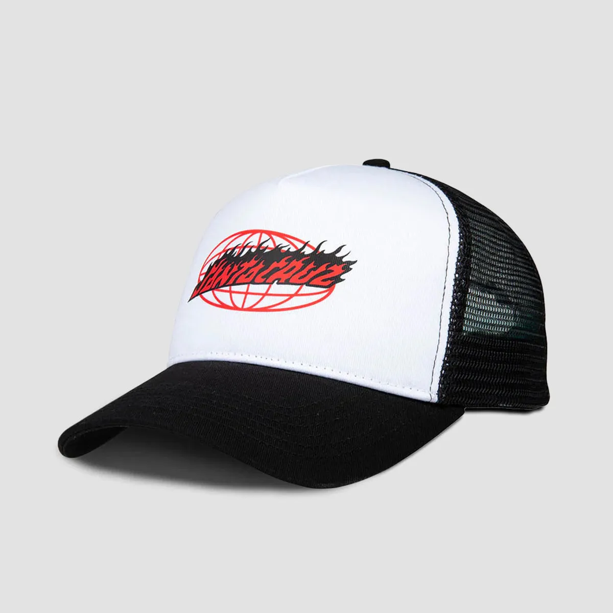 Santa Cruz Global Flame Oval Meshback Cap White/Black