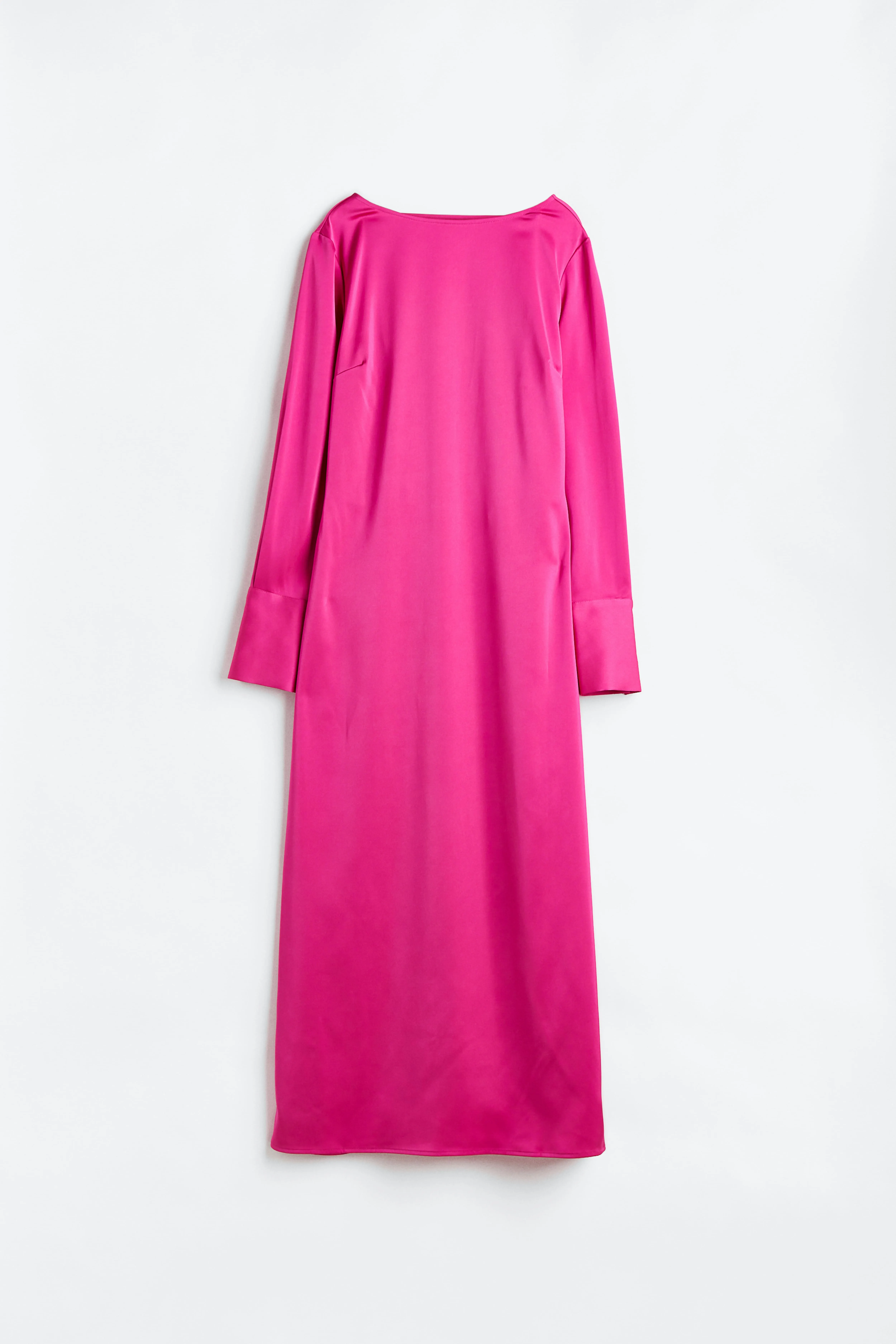 Satin dress - Boat neck - Long sleeve - Cerise - Ladies | H&M GB