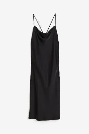 Satin nightslip - Cowl neck - Sleeveless - Black - Ladies | H&M GB