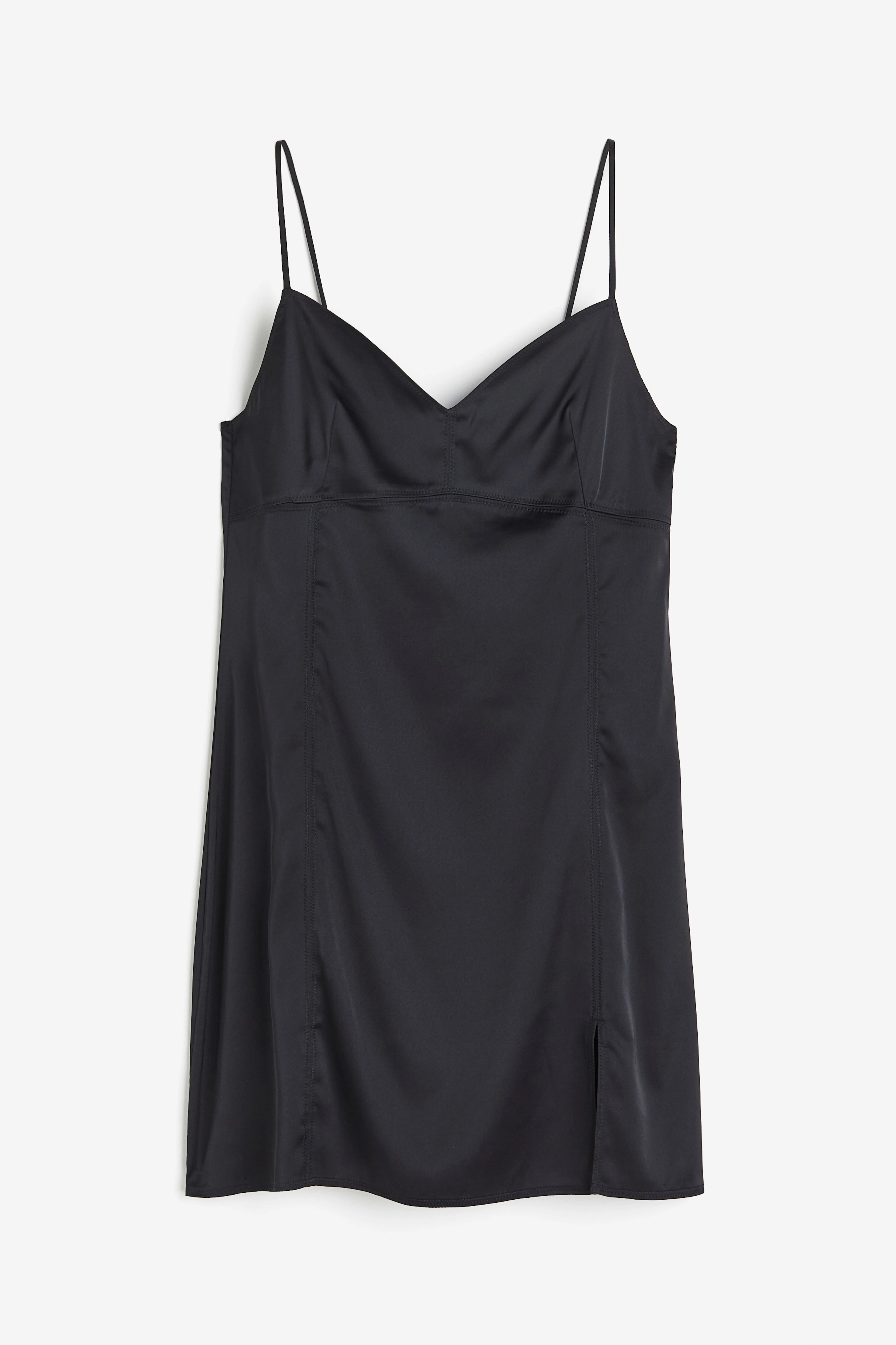 Satin nightslip - V-neck - Sleeveless - Black - Ladies | H&M GB