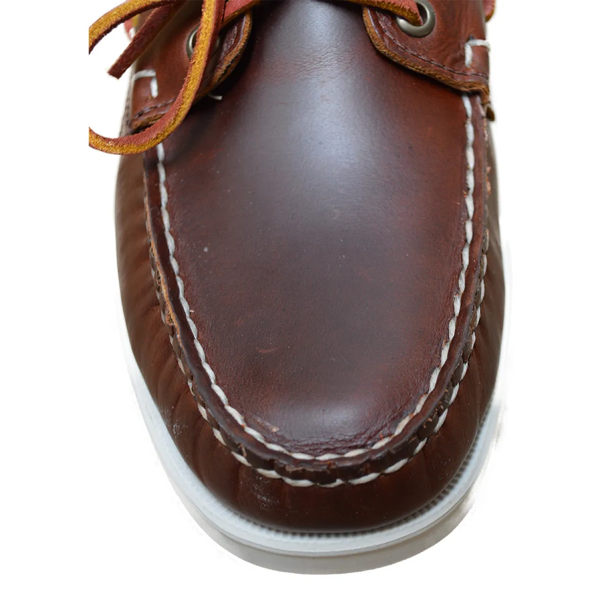 Sebago Docksides Portland Brown Oiled Waxed Shoes -White Sole