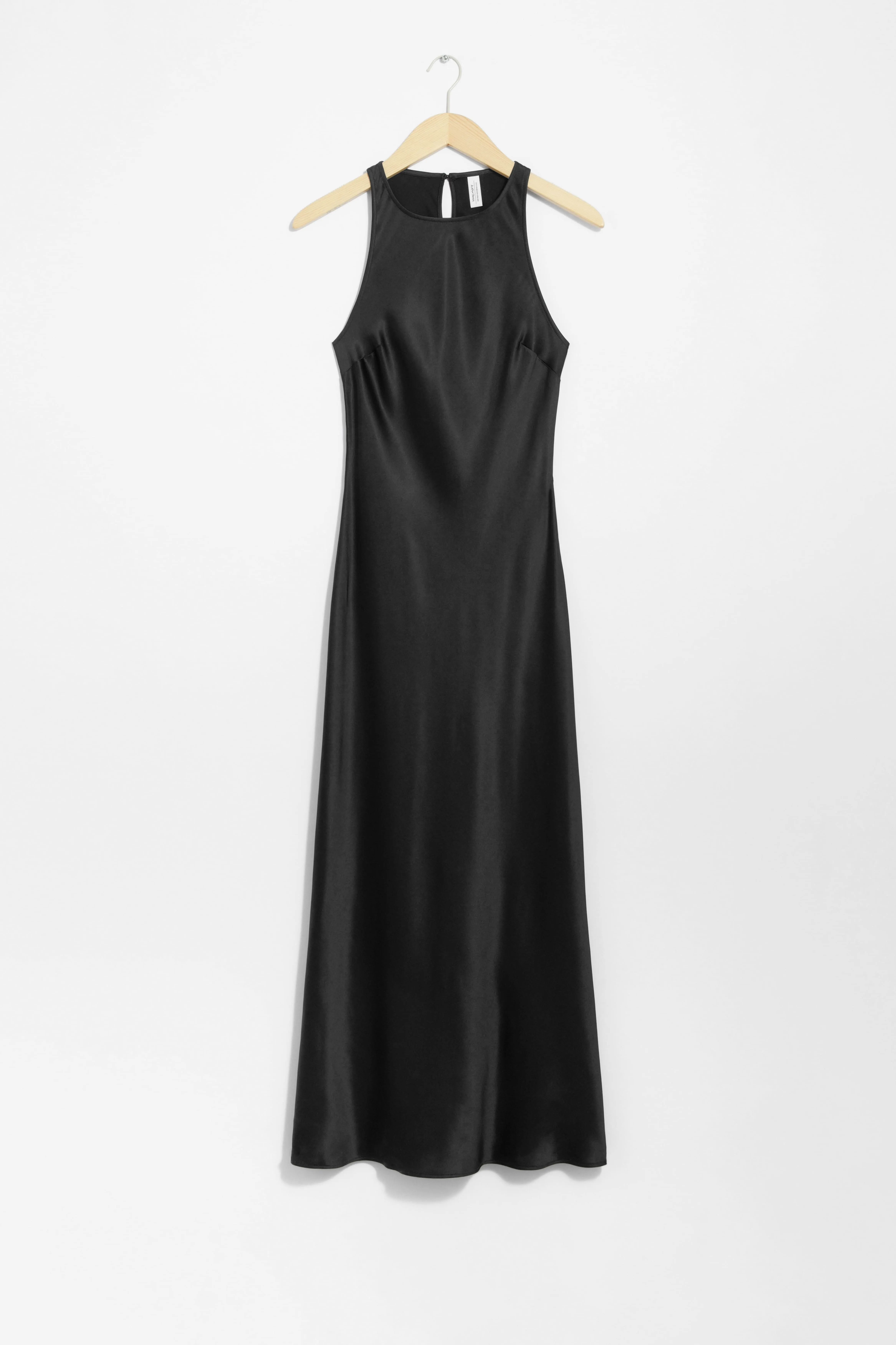 Sleeveless Satin Midi Dress - Round neck - Sleeveless - Black - Ladies | H&M GB