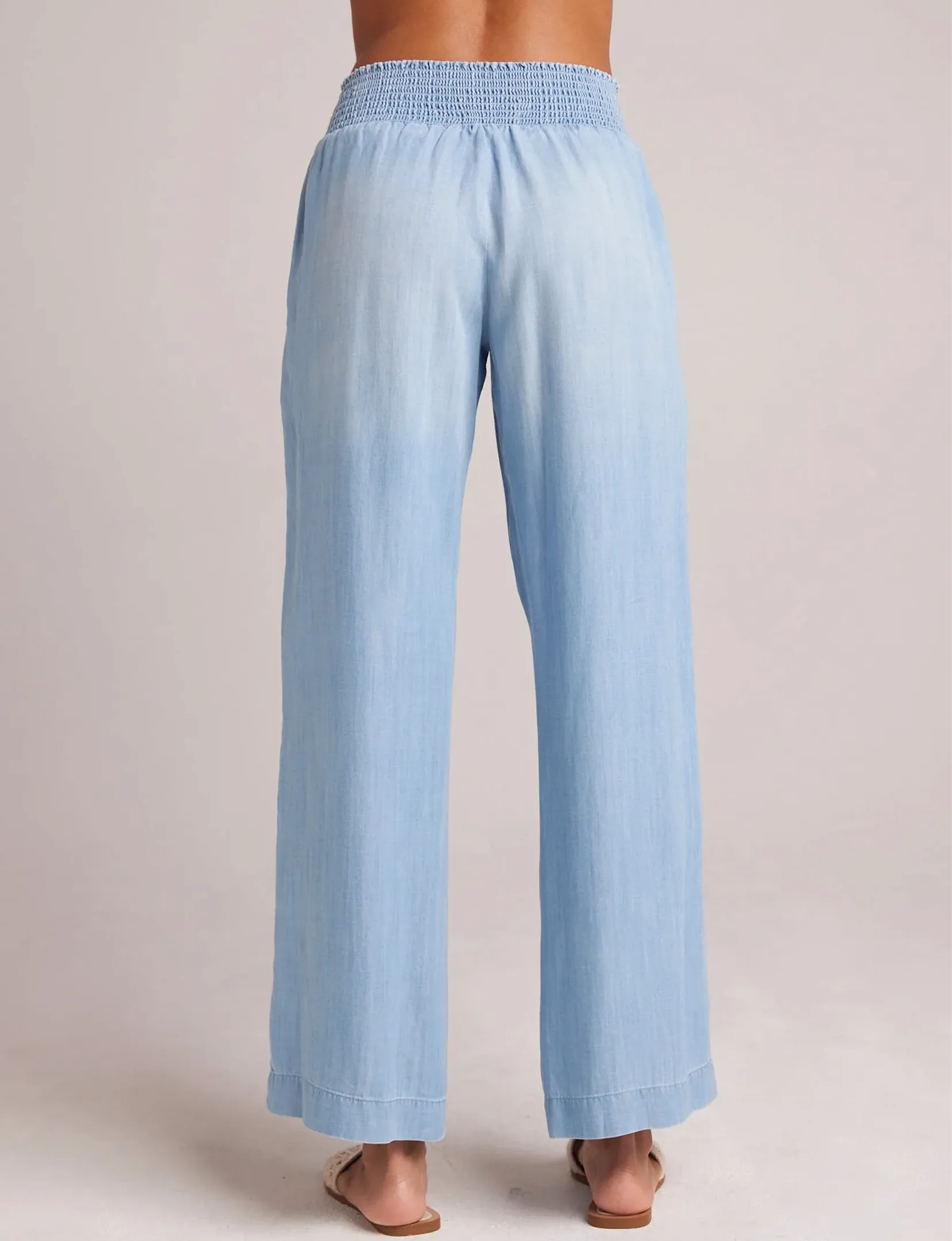 Smocked Pocket Wide Leg Pant, Caribbean Wash