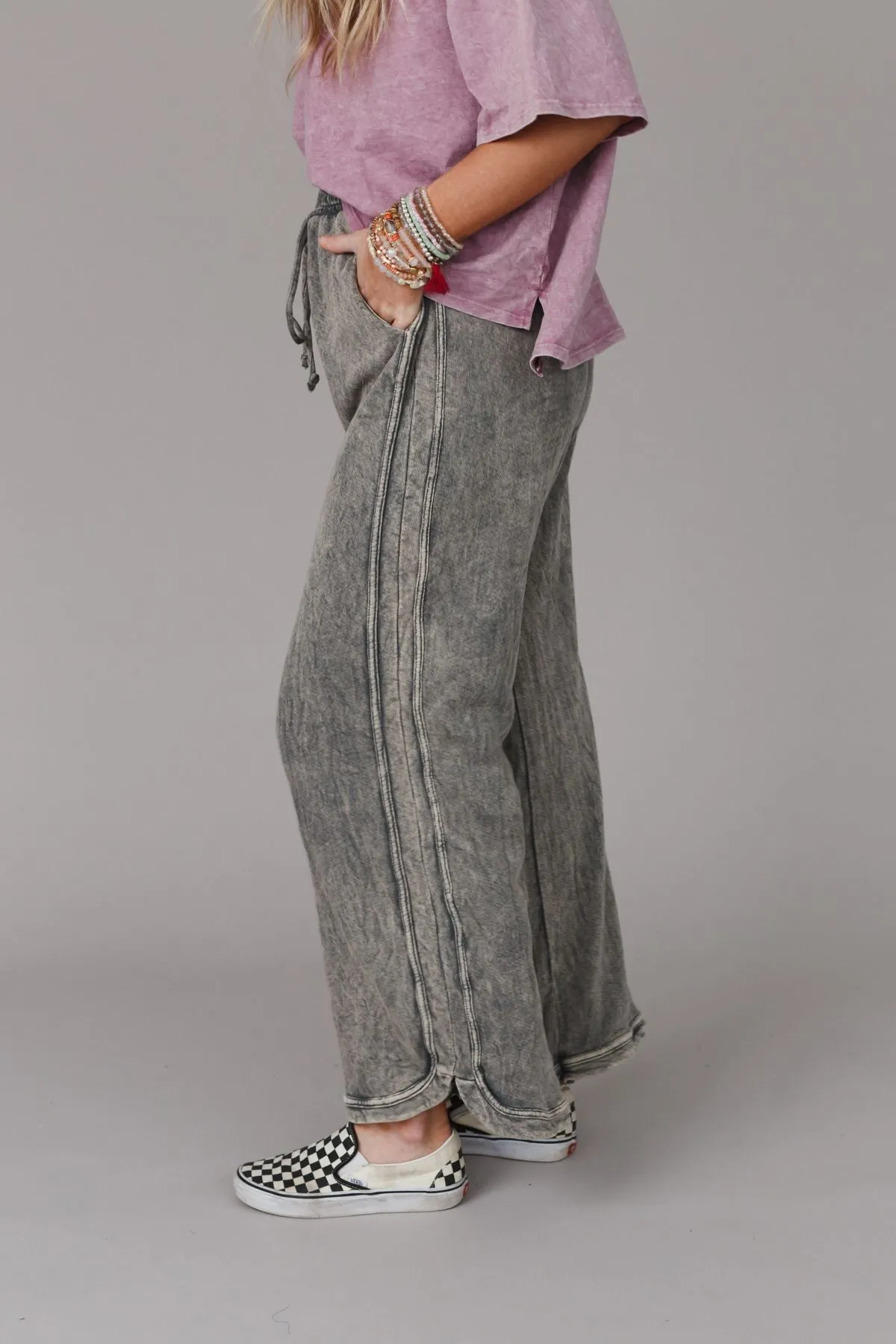 So Comfy Wide Leg Pant Full Length - Gray