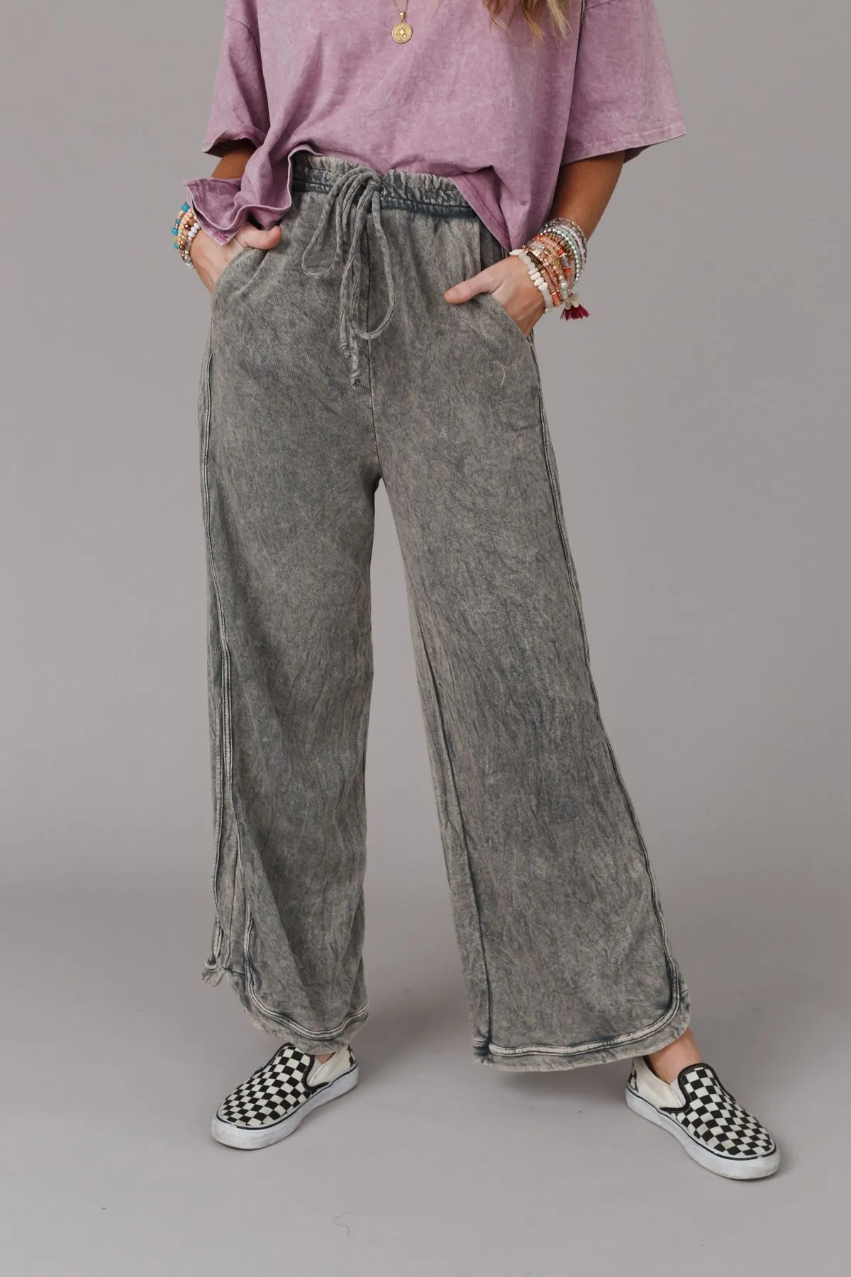 So Comfy Wide Leg Pant Full Length - Gray