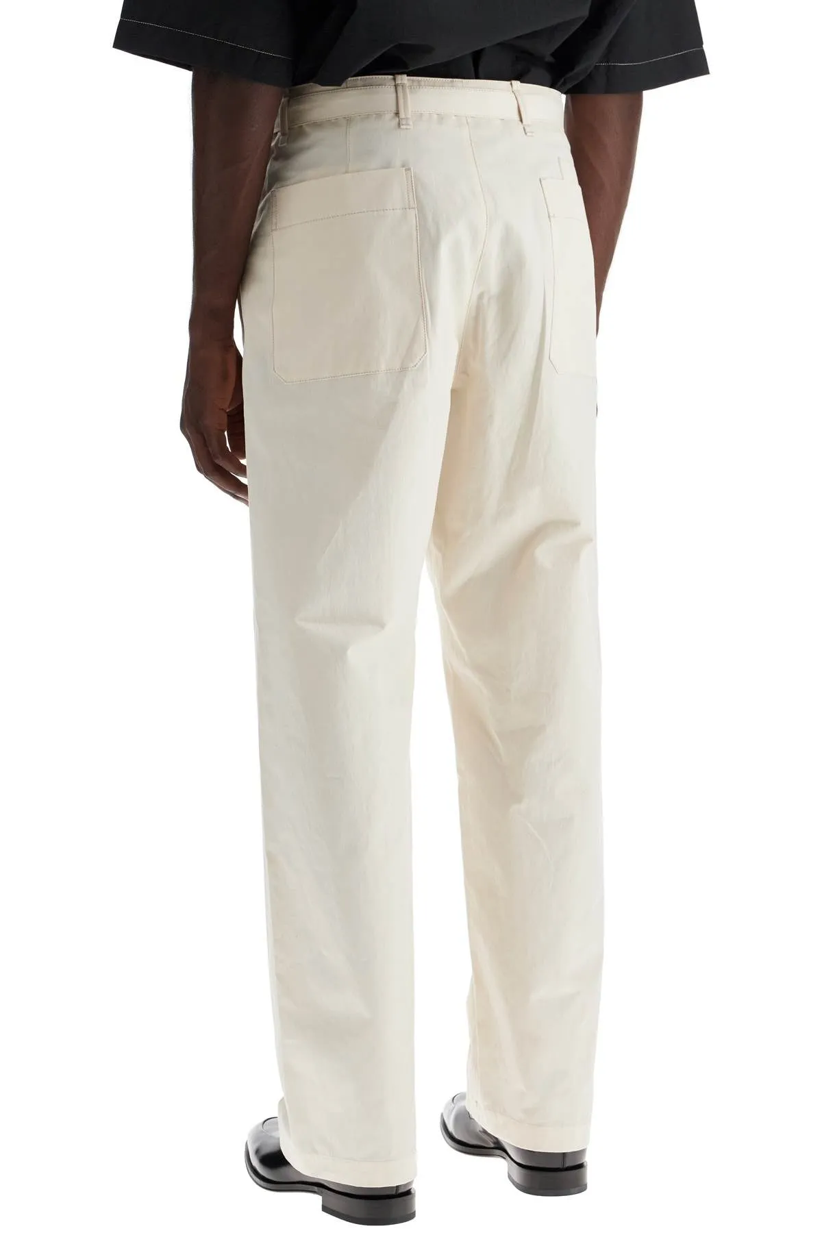 straight-cut pants with belt PA1106 LF1220 PALE ECRU