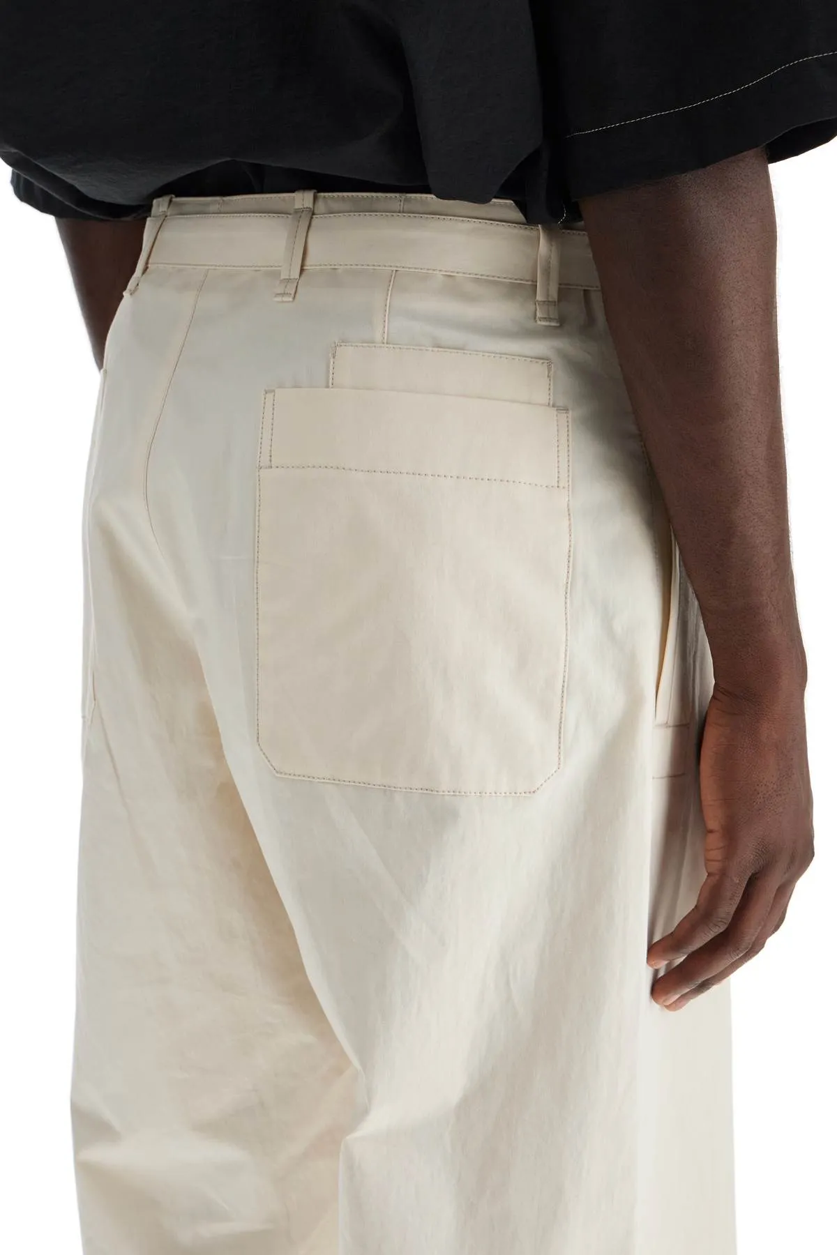 straight-cut pants with belt PA1106 LF1220 PALE ECRU