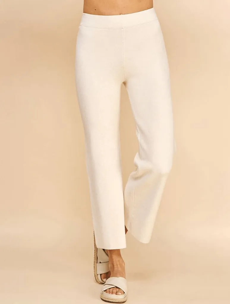 Straight Leg Sweater Pants In Cream