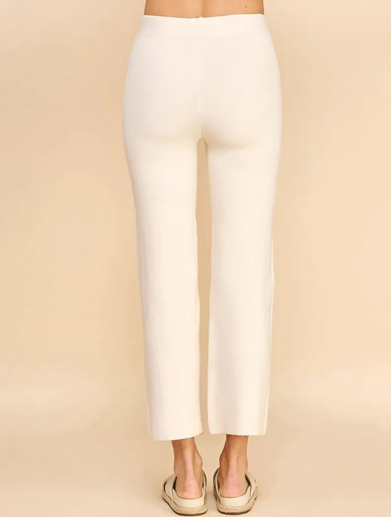 Straight Leg Sweater Pants In Cream