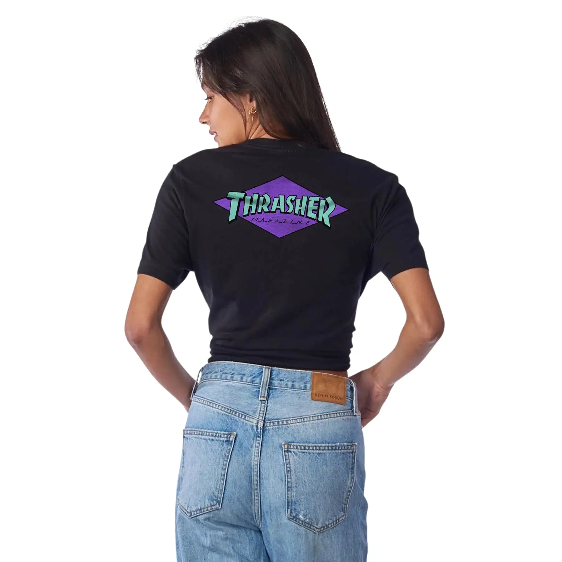 T-SHIRT SANTA CRUZ X THRASHER FEMME DIAMOND DOT SS BOYFRIEND BLACK