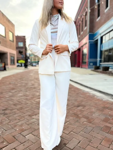 The Cassidy Wide Leg Pant in Ivory