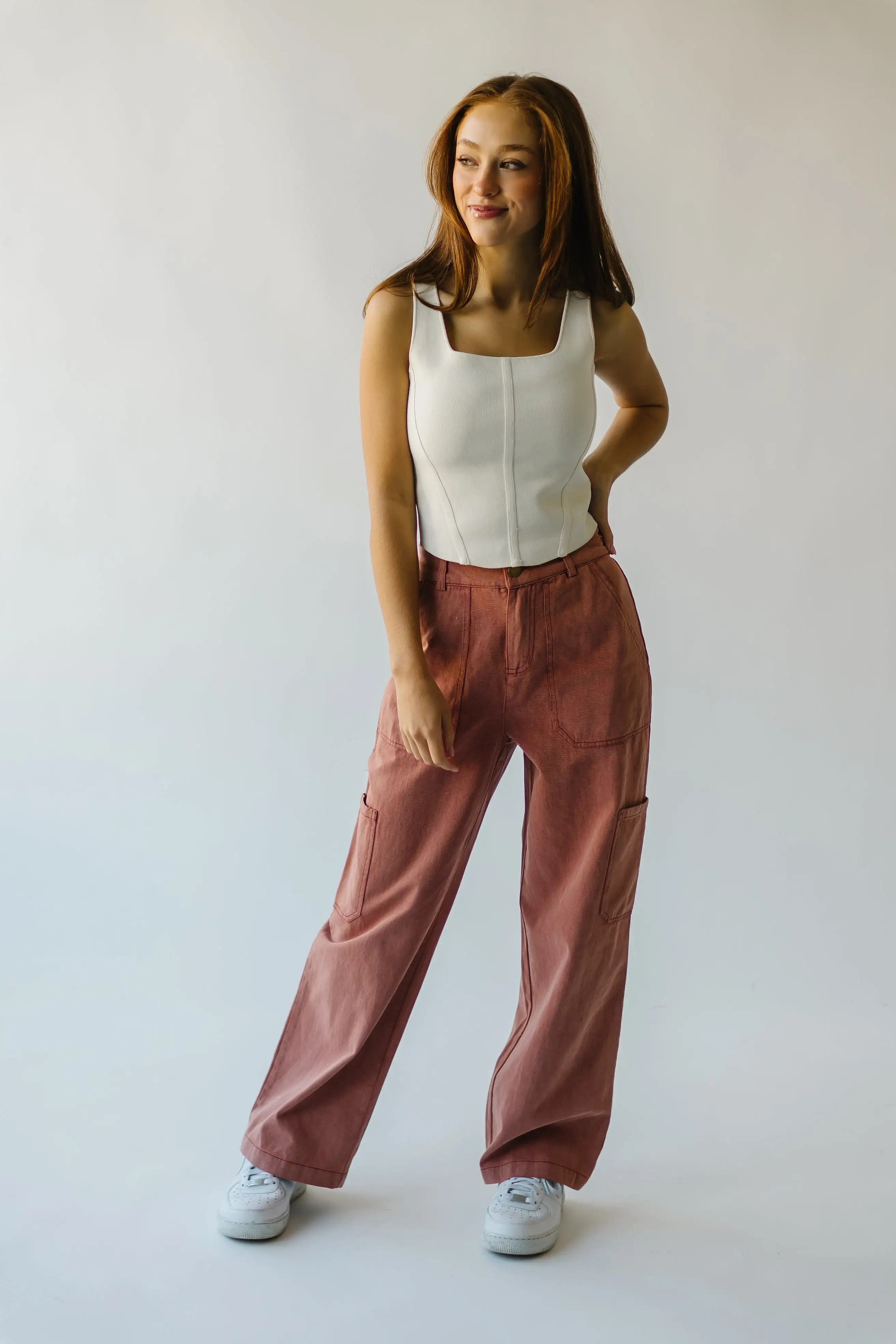 The Despain Wide Leg Pant in Washed Mauve