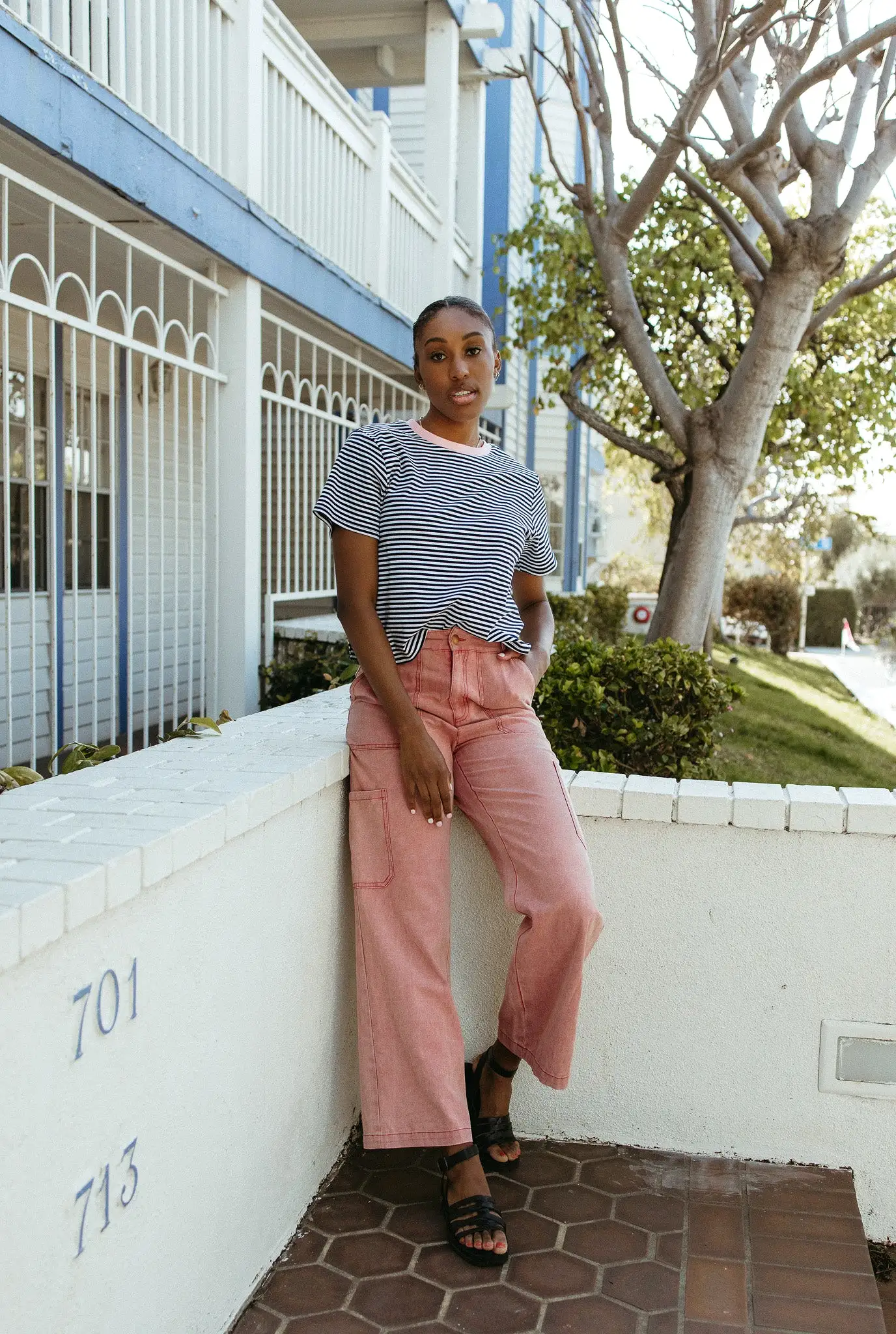 The Despain Wide Leg Pant in Washed Mauve