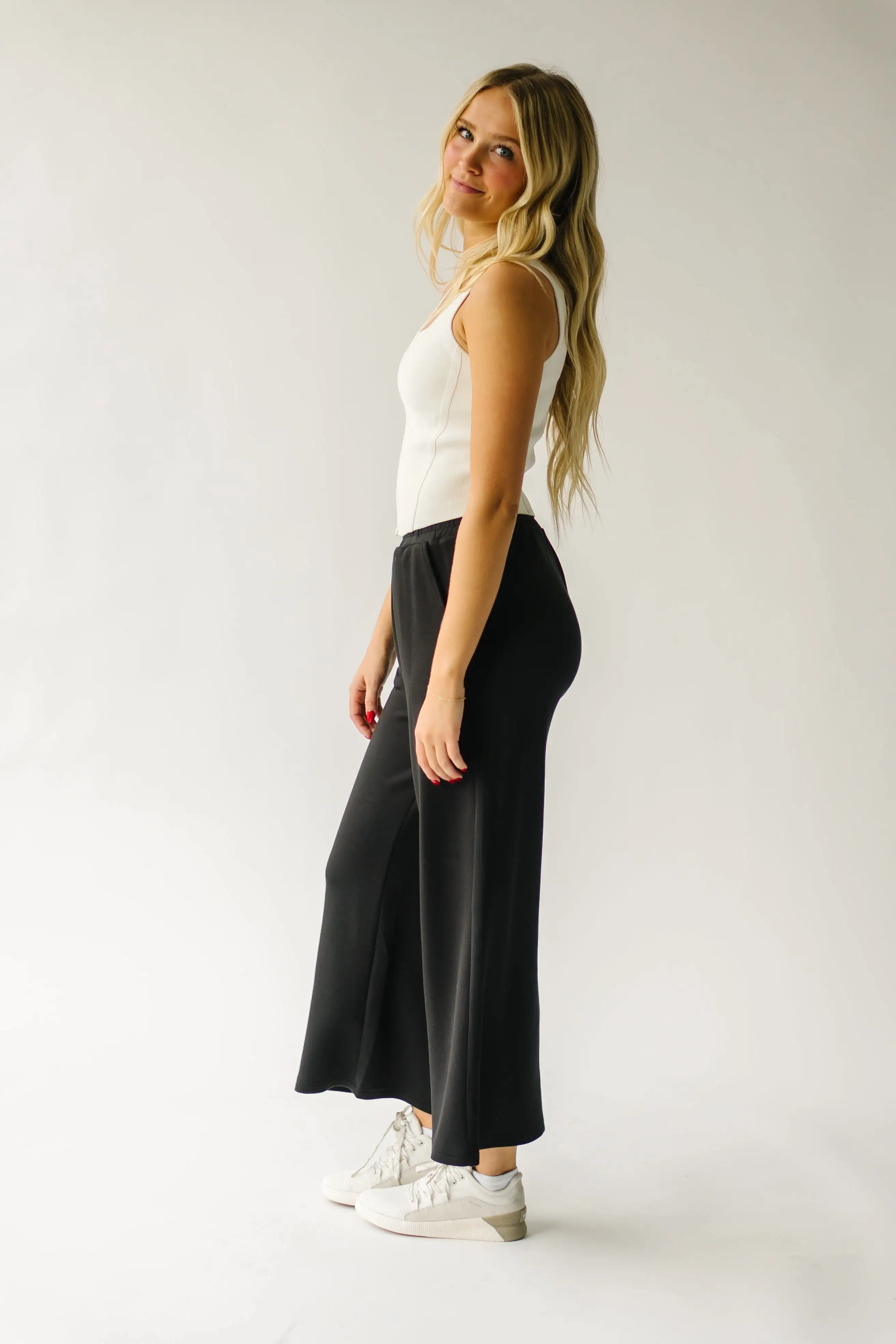 The Hallman Cropped Wide Leg Pant in Black