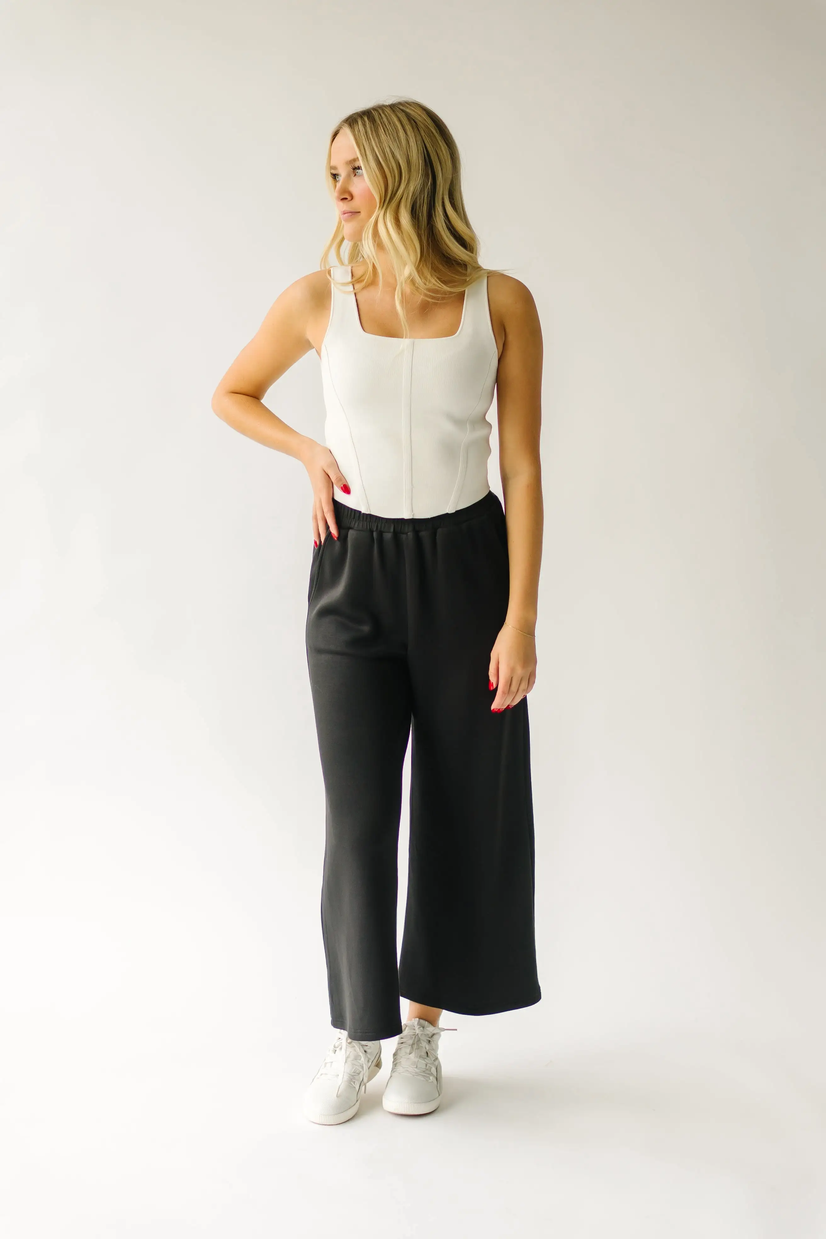 The Hallman Cropped Wide Leg Pant in Black